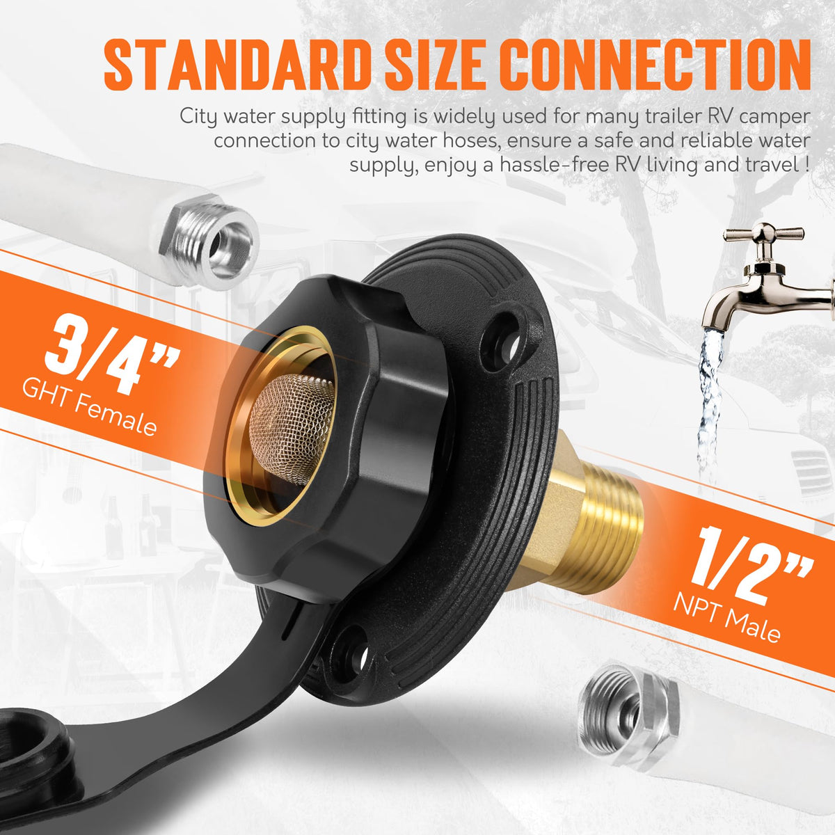 TONDA city water inlet close-up of thread detail for leak-resistant attachment