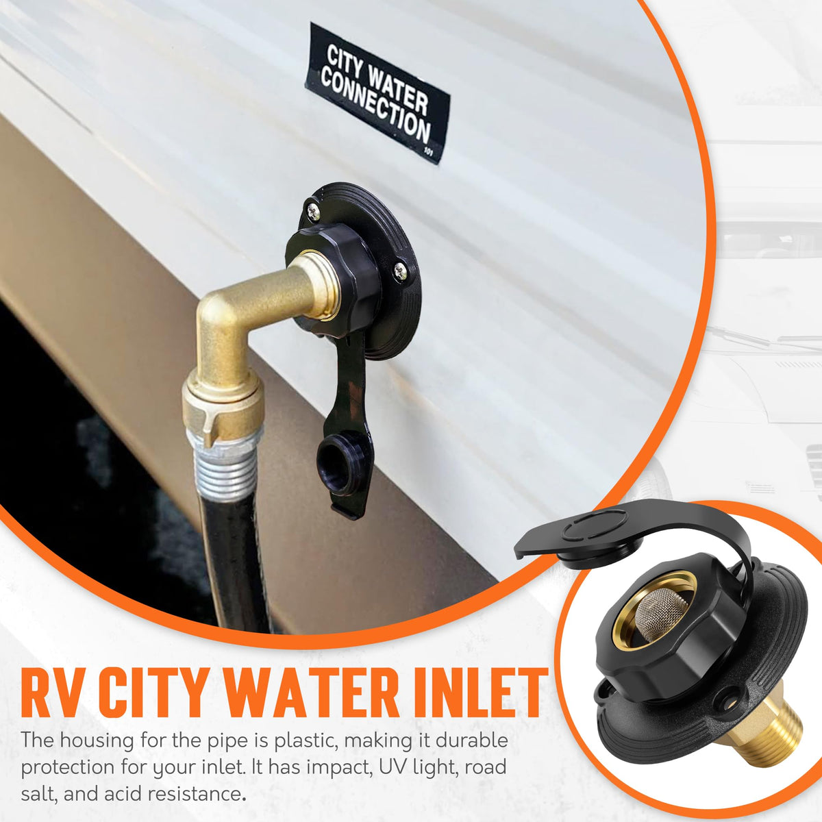 TONDA city water inlet packaging and contents showing included pair and parts