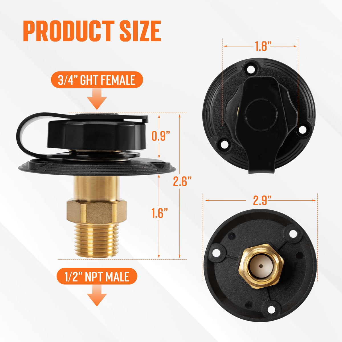 TONDA city water inlet side profile highlighting robust threads and durable housing