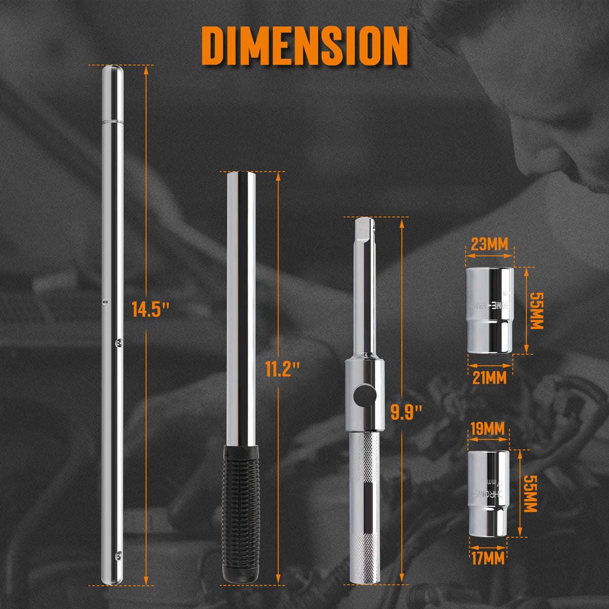 TONDA lug wrench in use loosening a car wheel nut demonstrating strong leverage