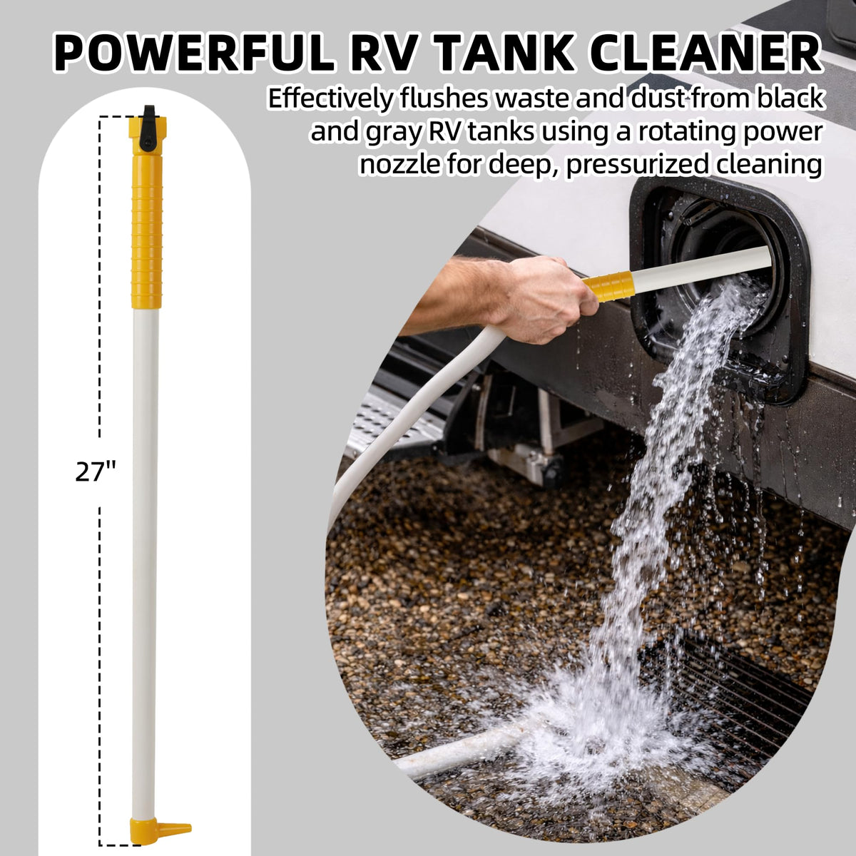 TonGass rotating power nozzle close-up illustrating full-coverage cleaning benefit