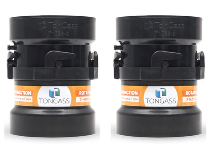 TonGass front view of two-piece adapter pack showing both adapters and benefits