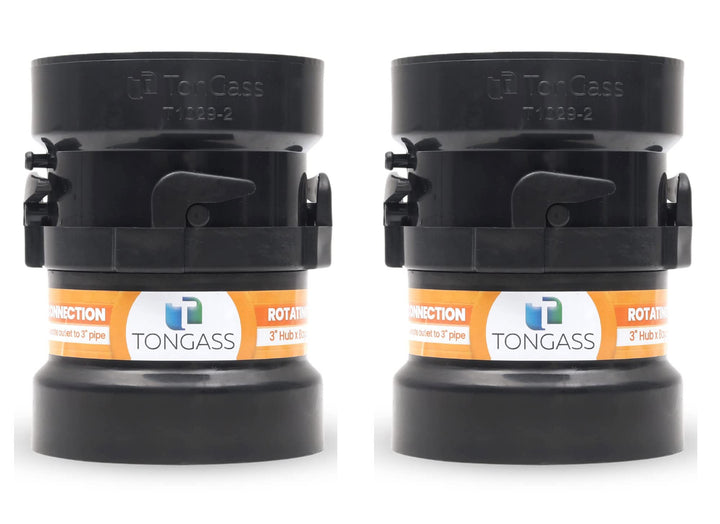 TonGass front view of two-piece adapter pack showing both adapters and benefits
