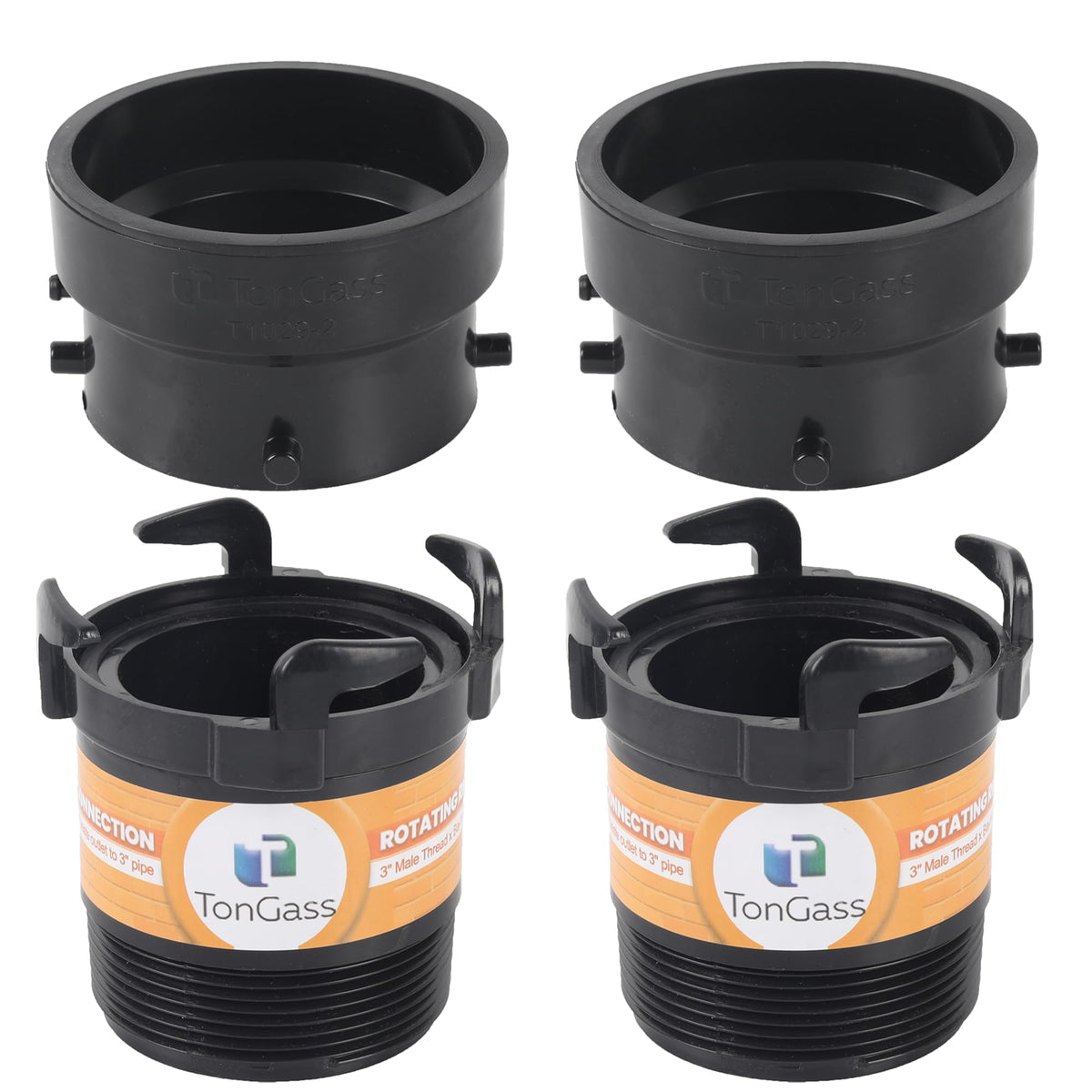 TonGass front view of 2-piece adapter pack showing components and compact packaging benefit