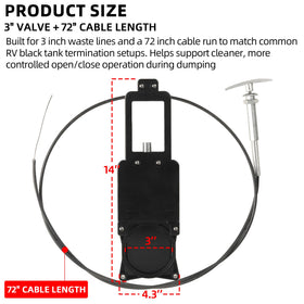 TonGass cable close-up showing 72-inch run and smooth housing for low-friction operation