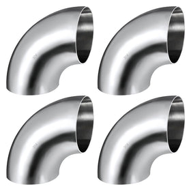 Tongze front view of four polished SS304 4-inch 90° elbows showing kit completeness and durability
