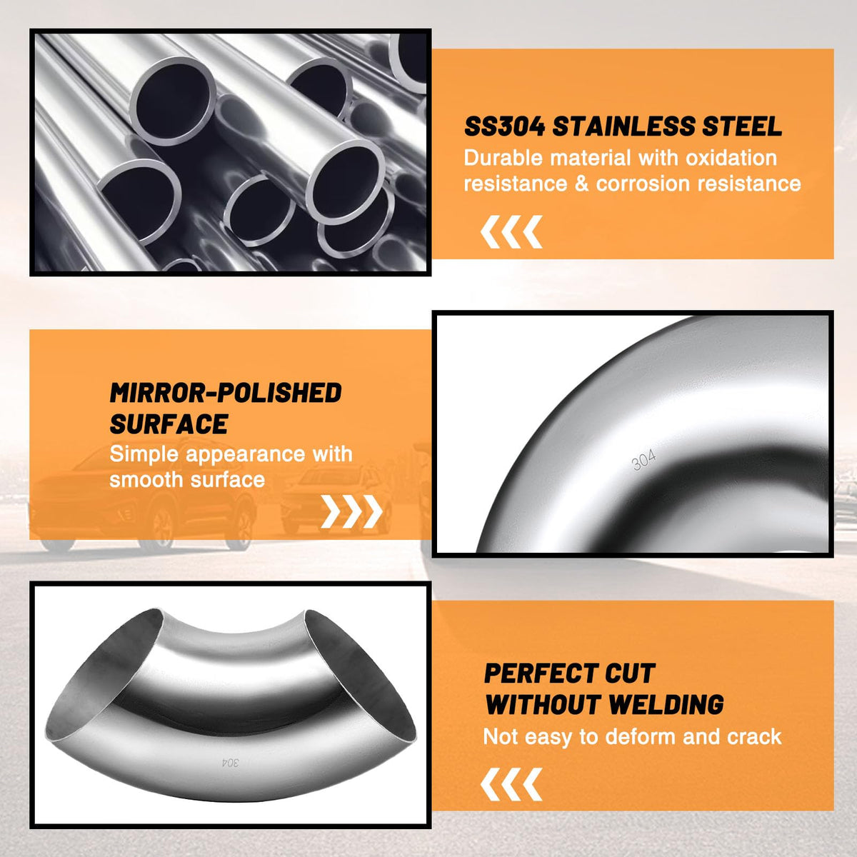 Tongze interior curve detail of mandrel bend showing consistent diameter for improved flow