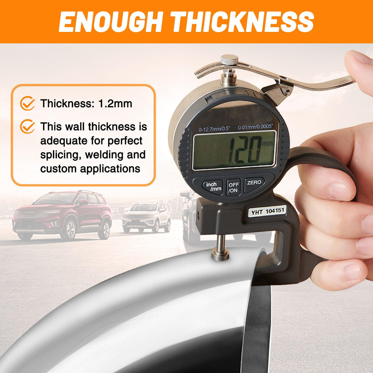 Tongze elbow beside ruler showing 4-inch scale for accurate sizing and fit verification