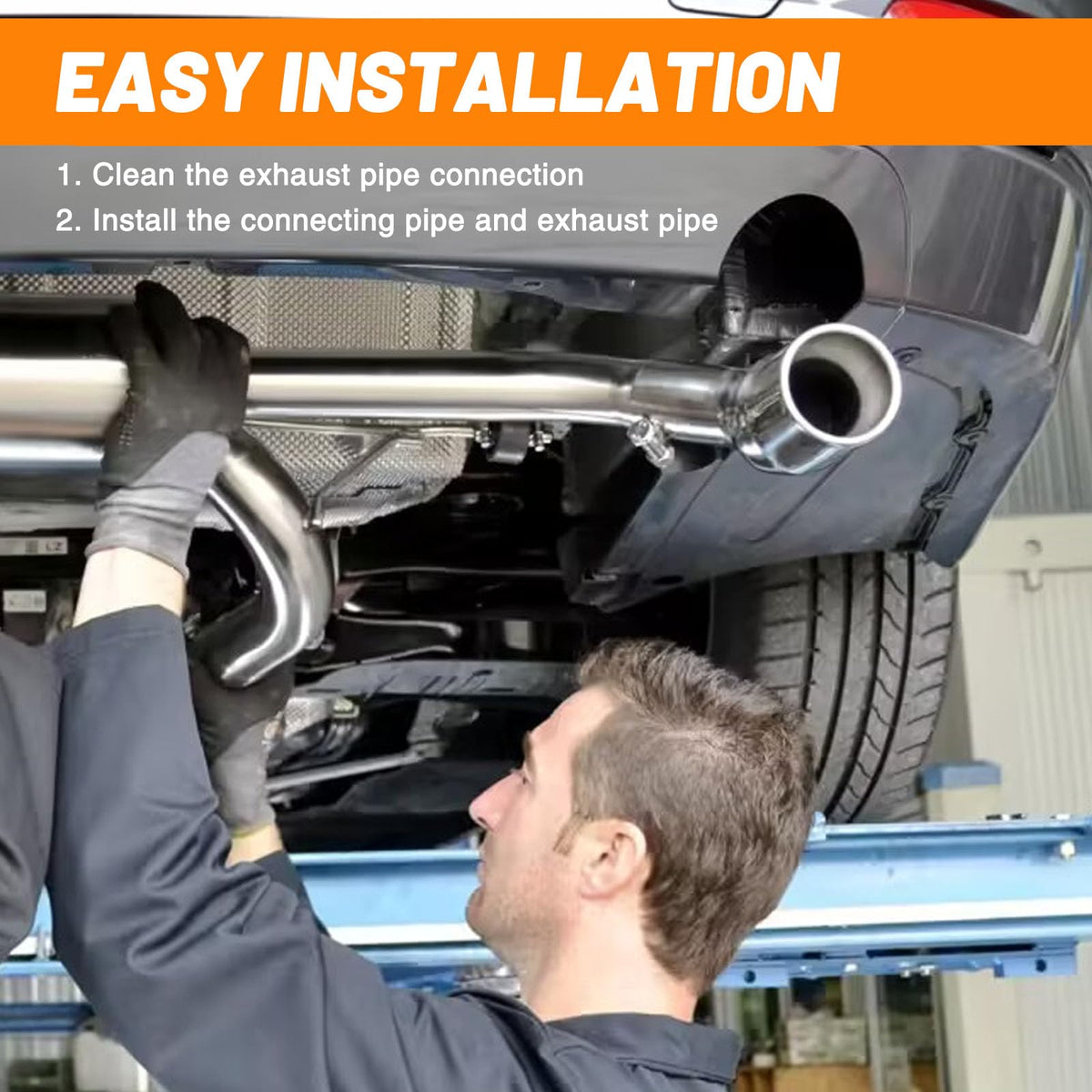 Tongze elbow installed on vehicle exhaust illustrating improved routing and professional finish