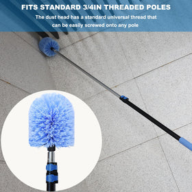 Tonmp duster head attached to pole cleaning ceiling for safer reach