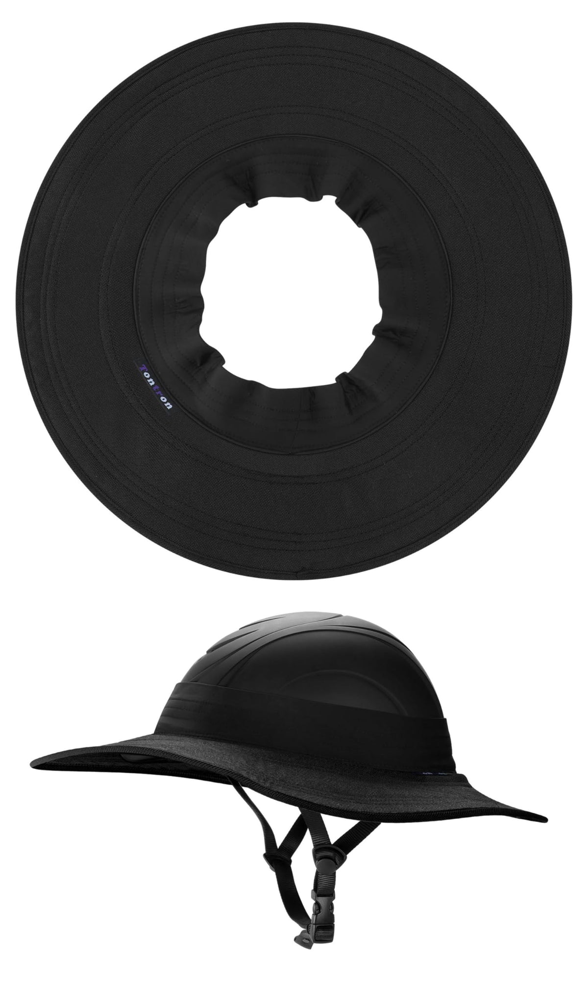 Tontron visor front view showing full brim and helmet compatibility benefit