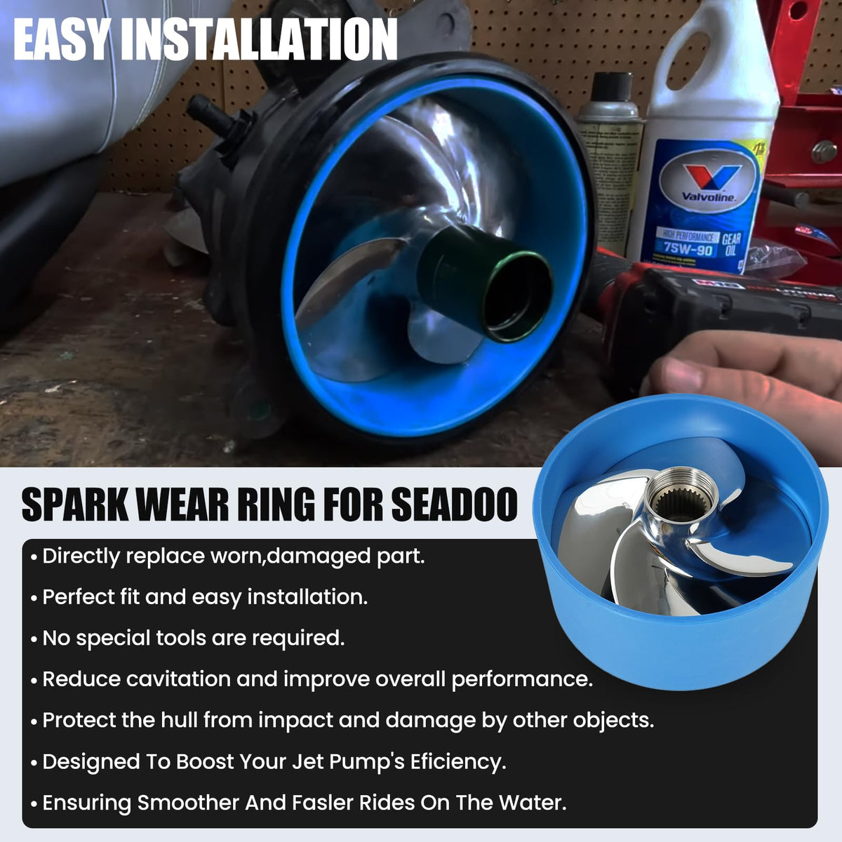 Tonvesda wear ring next to impeller demonstrating fitment and improved thrust