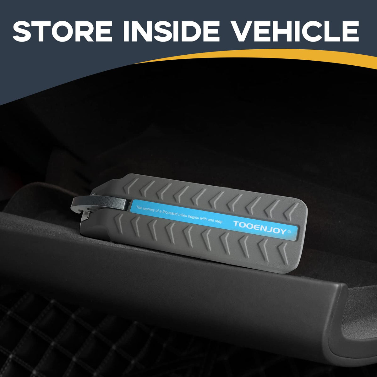 TOOENJOY in-use image of step while loading a kayak onto a roof rack for easier reach