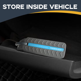 TOOENJOY in-use image of step while loading a kayak onto a roof rack for easier reach