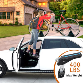 TOOENJOY step next to a water bottle showing compact scale and easy carry benefit