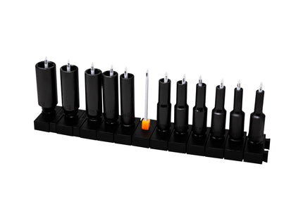 ToolBox Widget front packaging showing included 12 holders and 6 spacers for quick setup