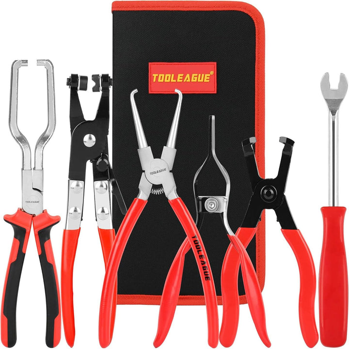 TOOLEAGUE case and pliers overhead view showing compact organized storage benefit