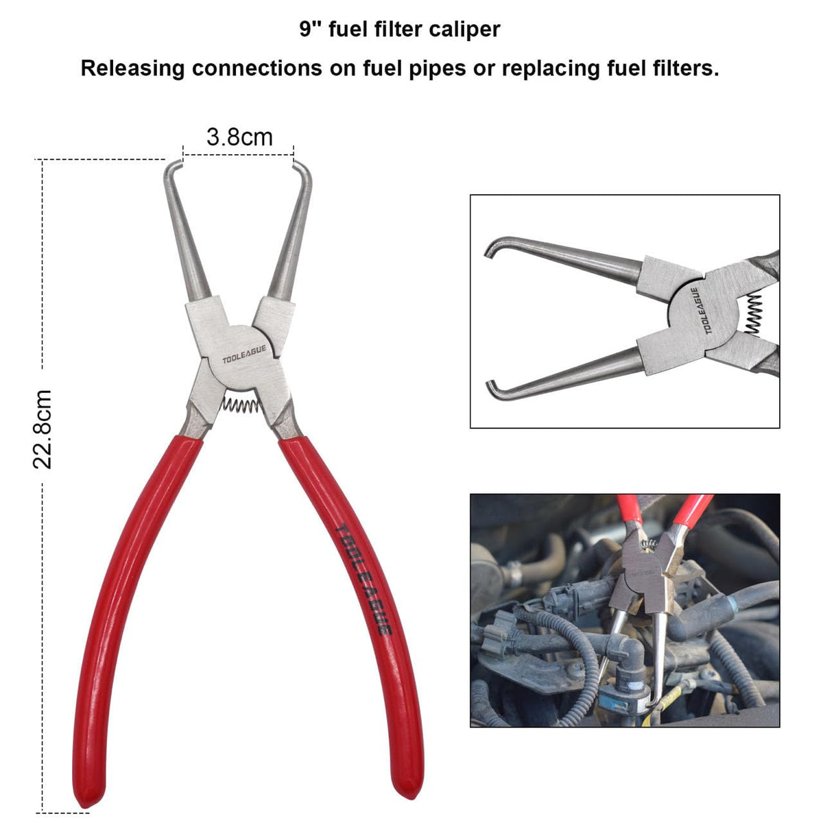 TOOLEAGUE tools alongside a ruler showing scale for fitment and reach benefit