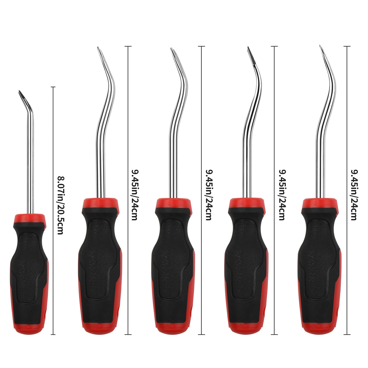 TOOLEAGUE close-up of V, U and square notch tips showing strong chrome-plated shafts