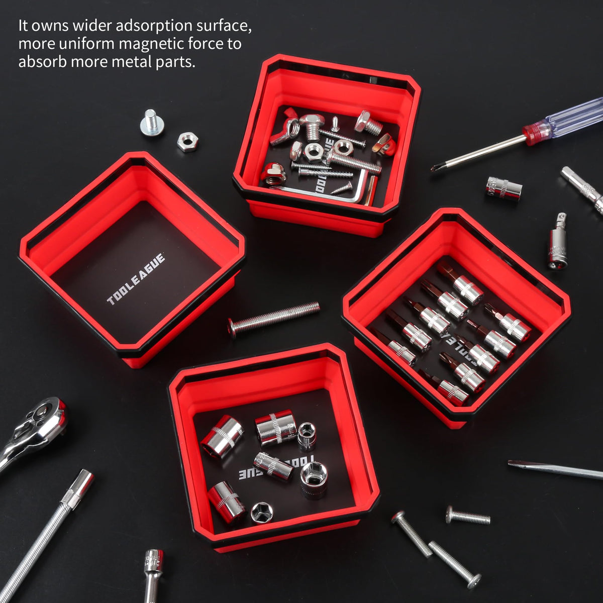 TOOLEAGUE tray expanded holding screws bolts and washers for quick access