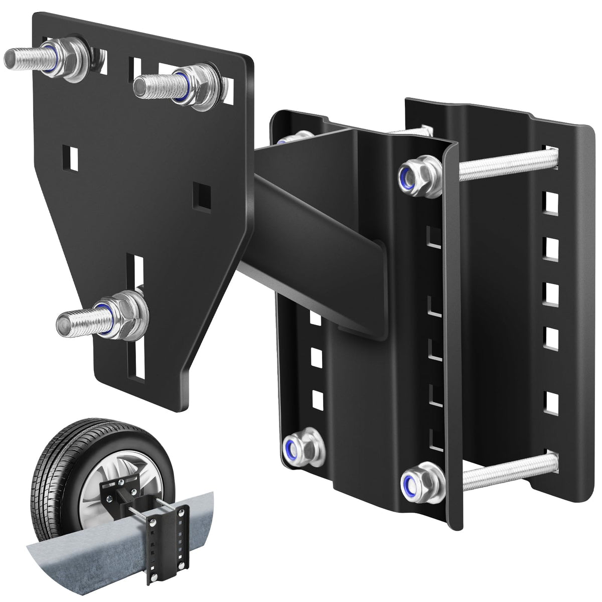 toolhoper front mounted view showing secure spare placement and improved safety
