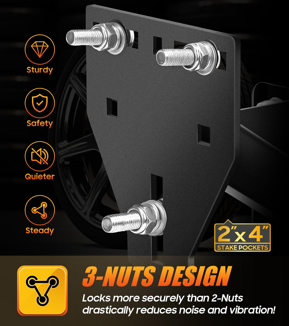 toolhoper sliding into a 2x4 stake pocket for fast tool-free installation