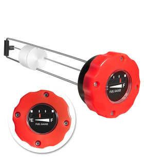Toolixor fuel cap front view showing integrated gauge and quick level check benefit