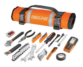 Tools-2-Go roll-up pouch front view showing compact storage and reflective stripes for safety