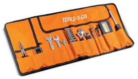 Tools-2-Go array of sockets and wrenches arranged to show versatility for SAE and metric fasteners