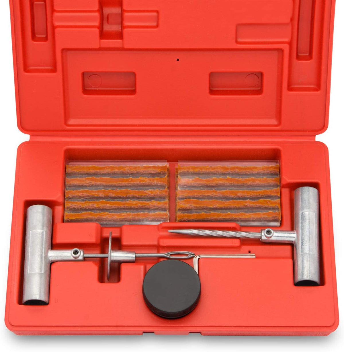 Tooluxe front case showing organized 35-piece kit for quick roadside access