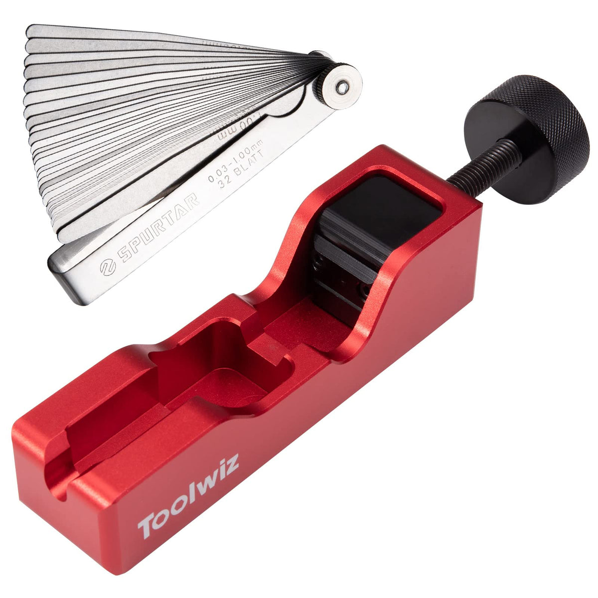 Toolwiz front view of red gap tool showing compact design and portability