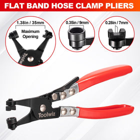 Toolwiz hose clamp plier closeup showing rotating tip and locking mechanism for multi-angle use