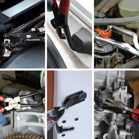 Toolwiz in-use under hood removing a fuel line clip to show practical fit and access