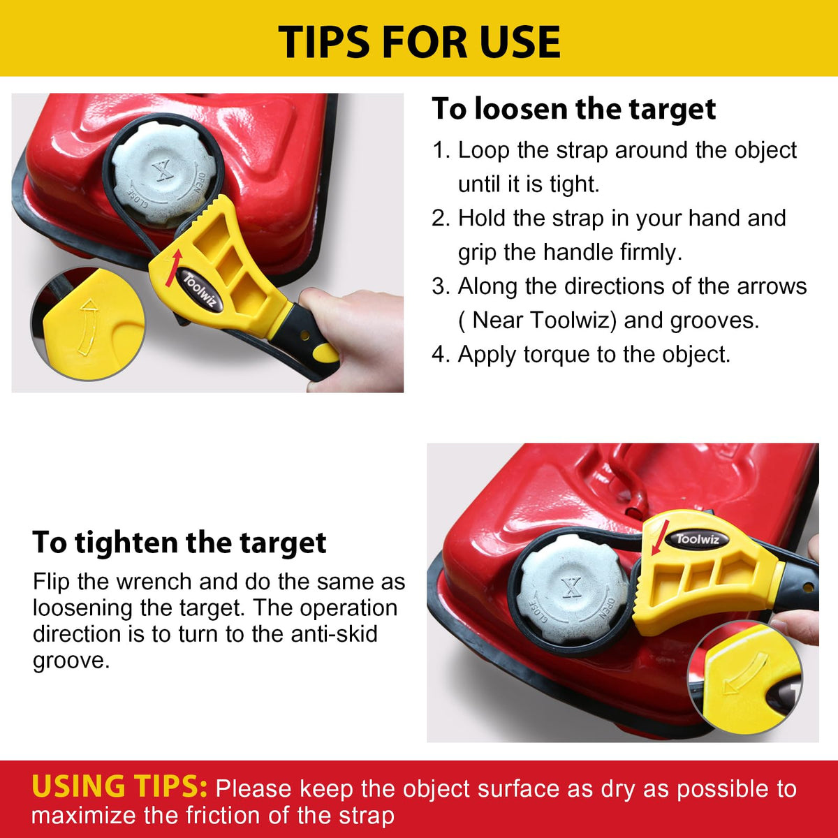 Toolwiz strap wrench wrapped on a shower head demonstrating plumbing-friendly use