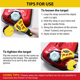 Toolwiz strap wrench wrapped on a shower head demonstrating plumbing-friendly use
