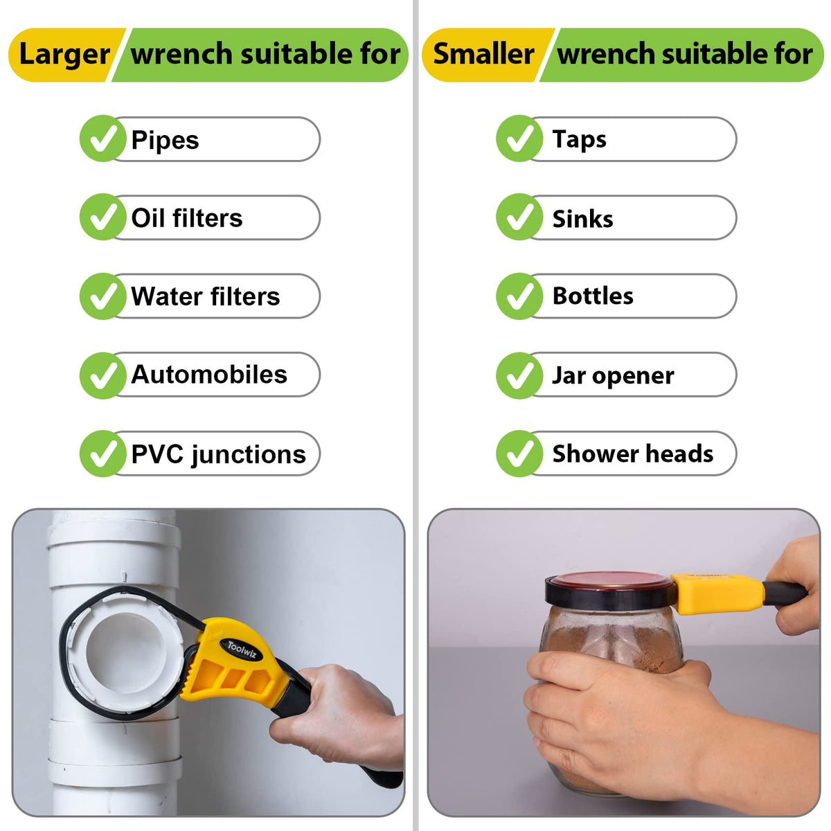 Toolwiz both wrenches side by side for scale and diameter range reference