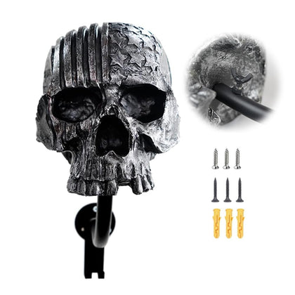 Tooyuart skull helmet holder front view showing helmet support and space-saving benefit