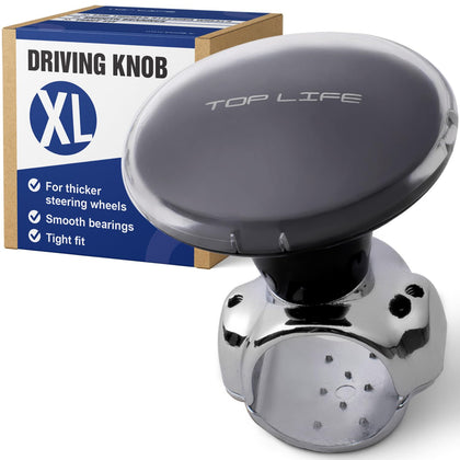 Top Life front view of XL steering knob showing solid grip and finish, improving control