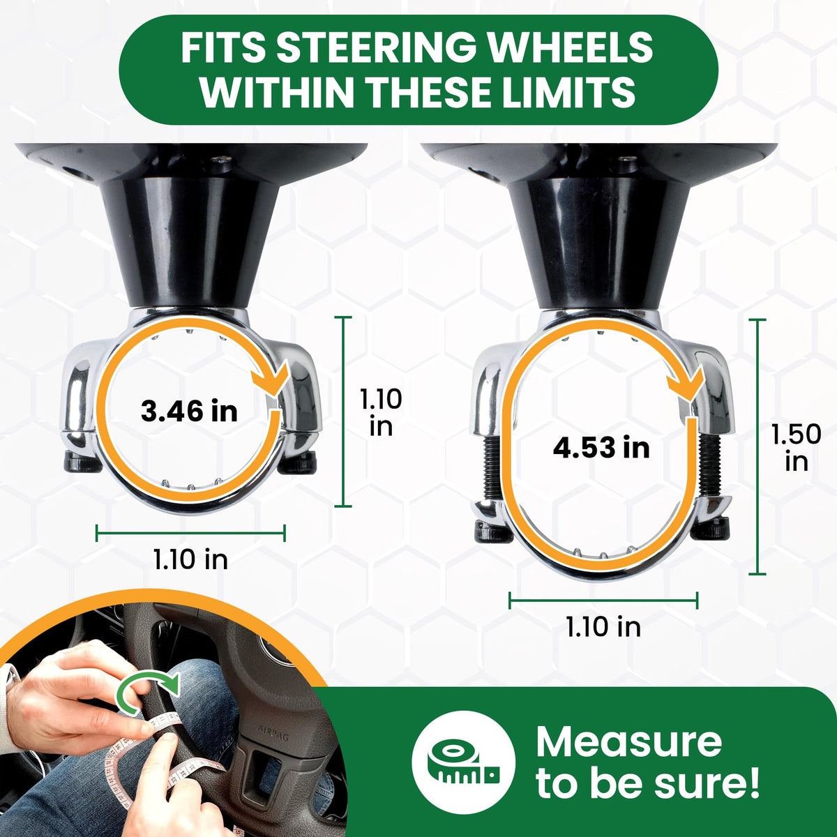 Top Life installed on steering wheel demonstrating easier one-handed steering