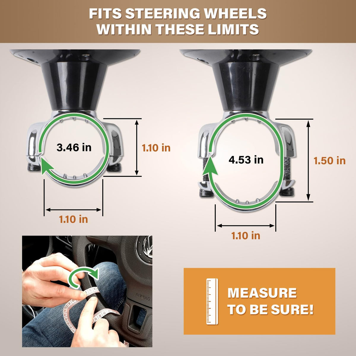 Top Life installed on car steering wheel demonstrating easier parking control