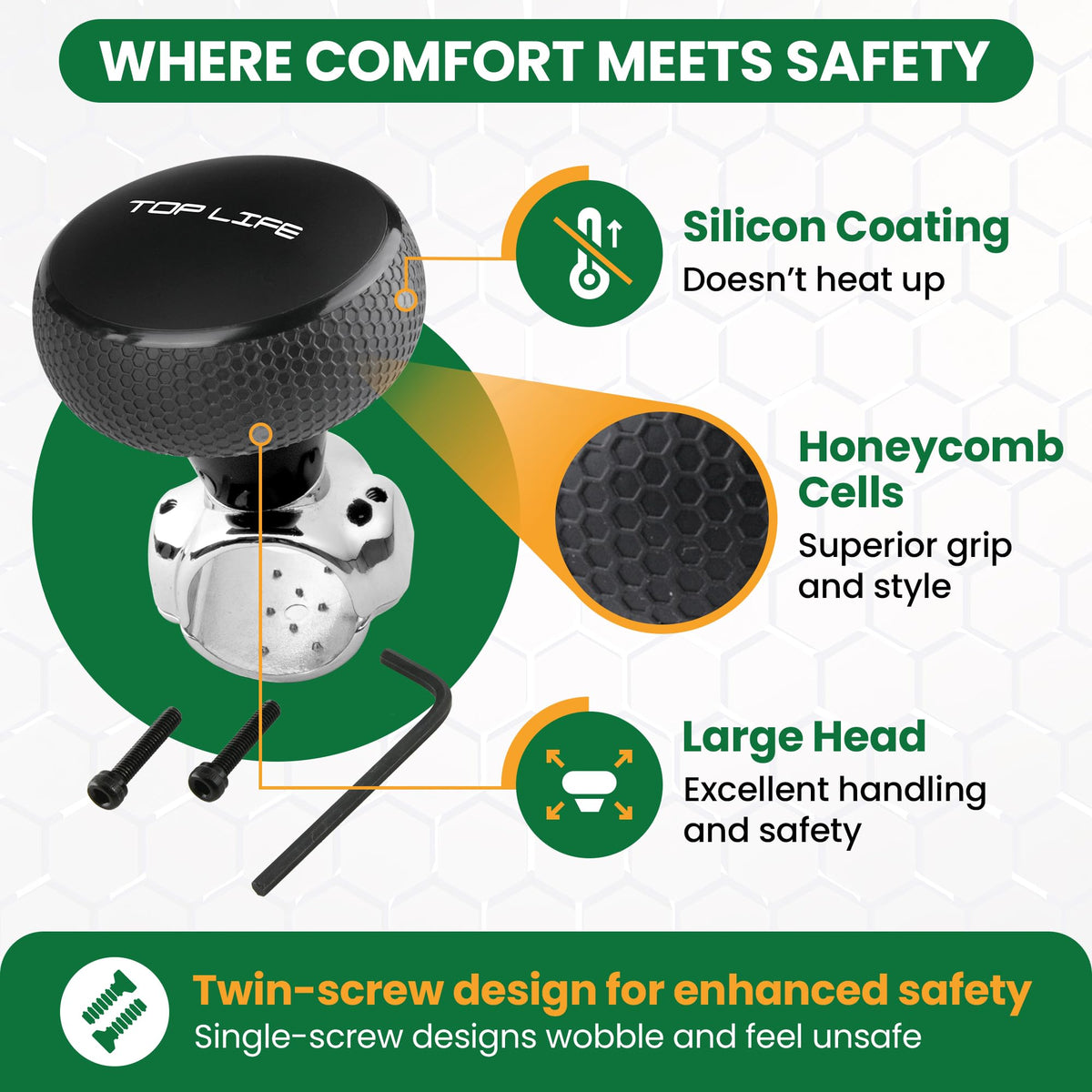 Top Life side profile highlighting clamp and fastener for secure fit benefit
