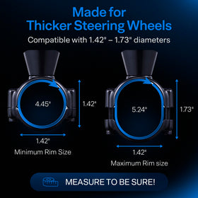 Top Life knob next to ruler showing size and fit for thick steering wheels