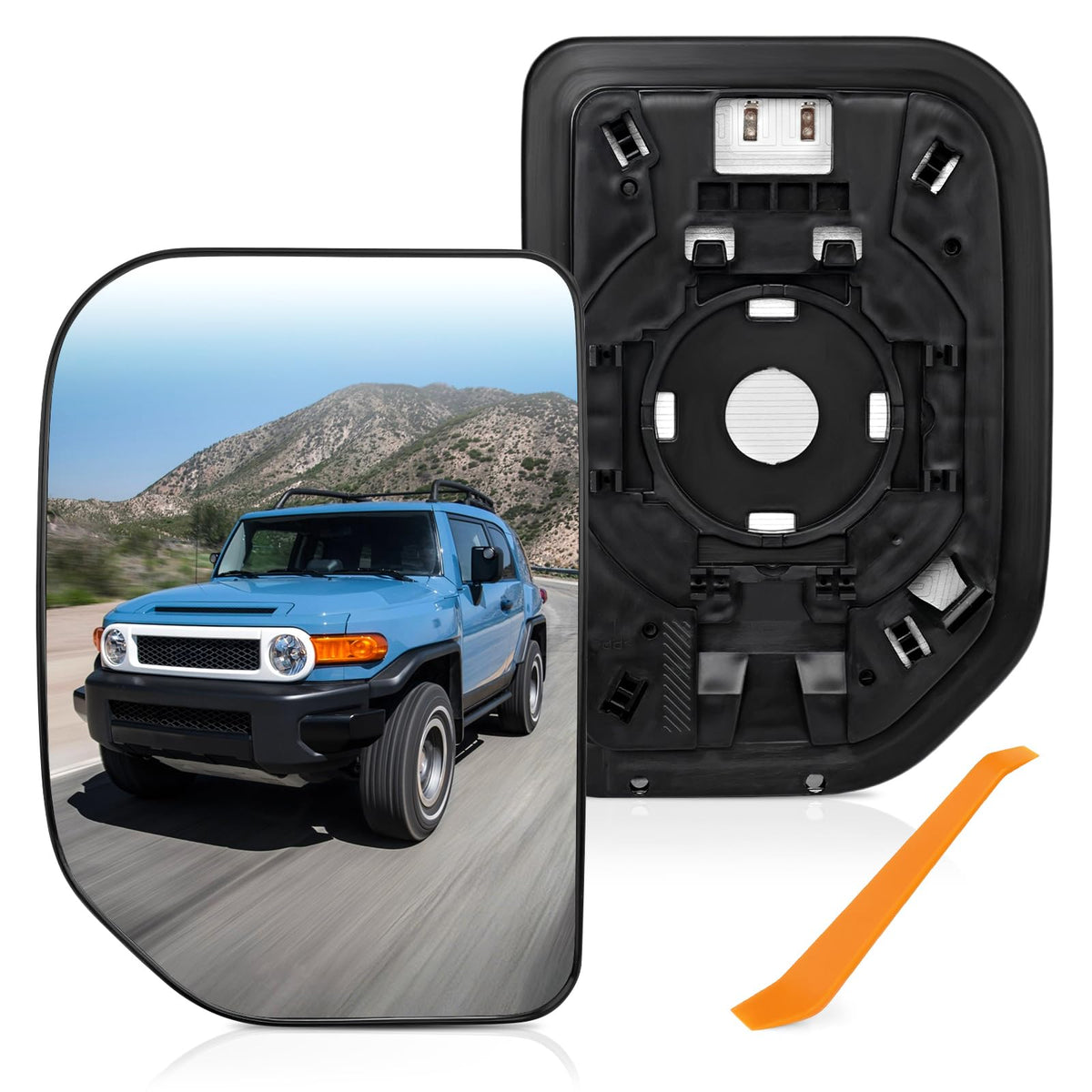 TOP-MAX front view replacement mirror glass showing clear reflective surface and fit