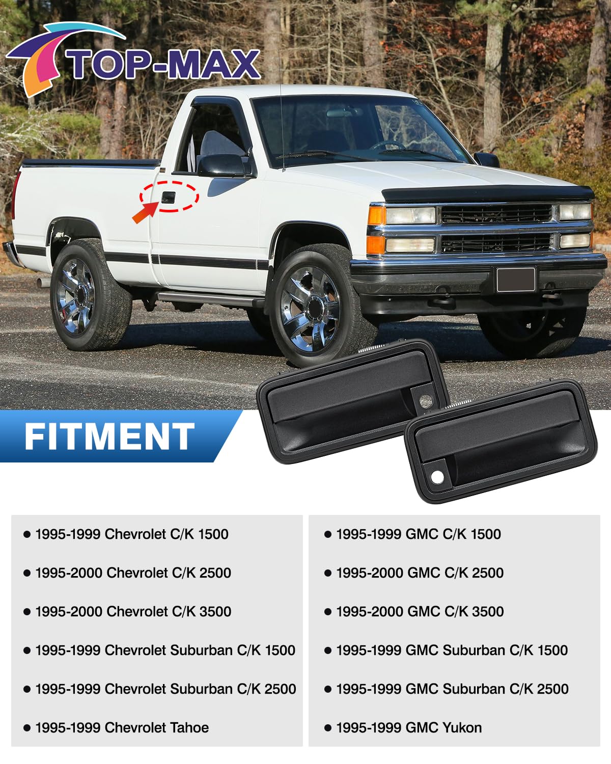 TOP-MAX handle installed on vehicle door demonstrating OEM-style fit