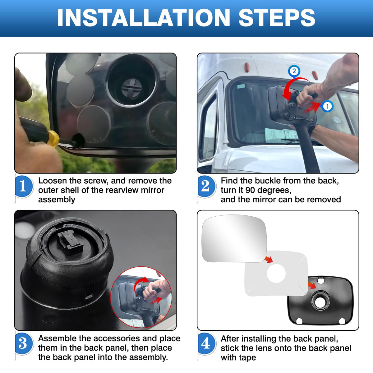 TOP-MAX mirror next to mounting arm to show size and fit verification benefit