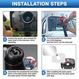 TOP-MAX mirror next to mounting arm to show size and fit verification benefit