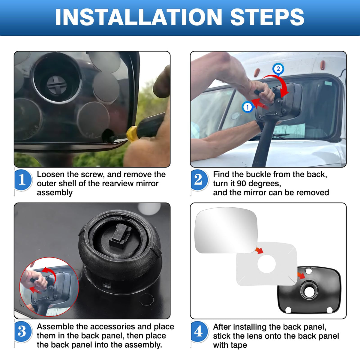 TOP-MAX step-by-step installation demo showing backplate first then attaching mirror glass