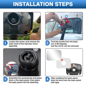 TOP-MAX step-by-step installation demo showing backplate first then attaching mirror glass