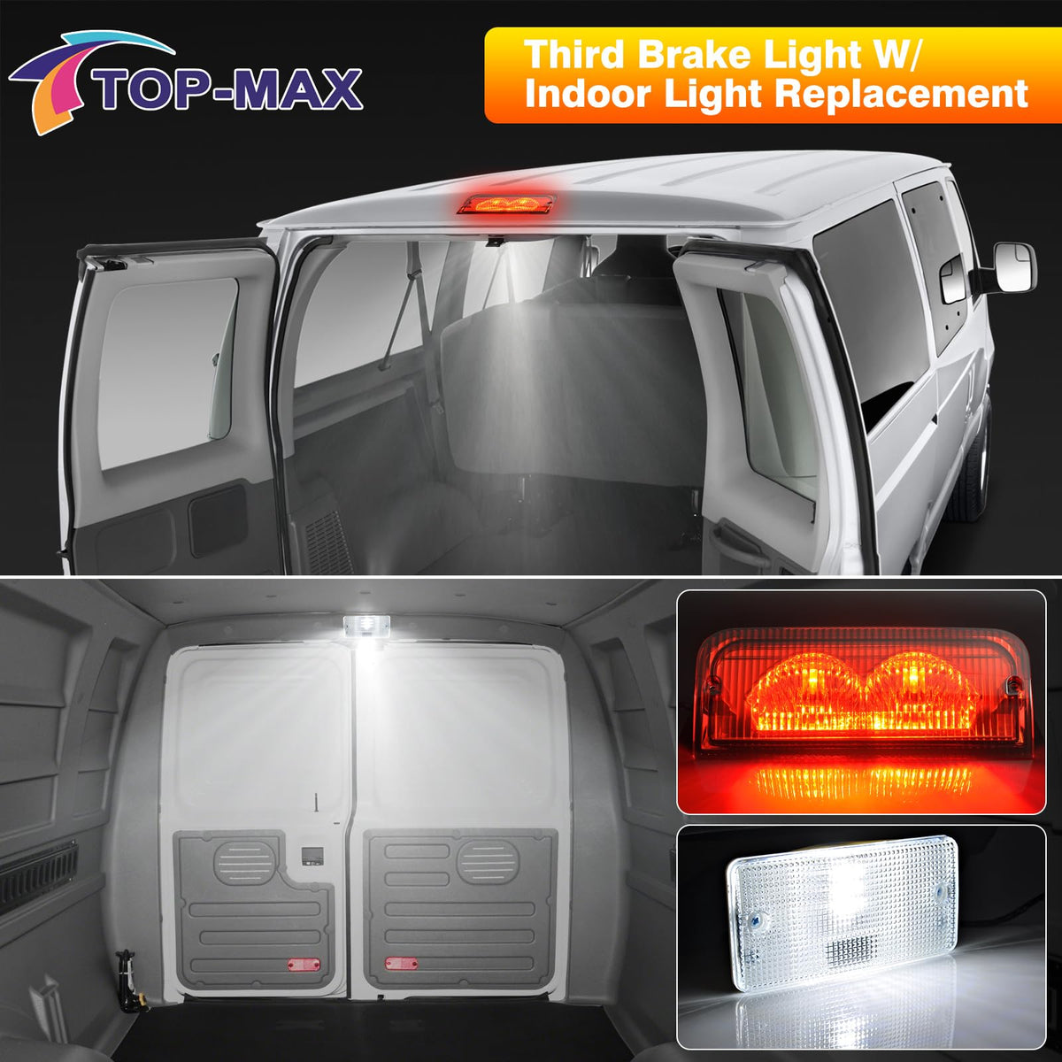 TOP-MAX installed on van rear demonstrating direct-fit replacement benefit