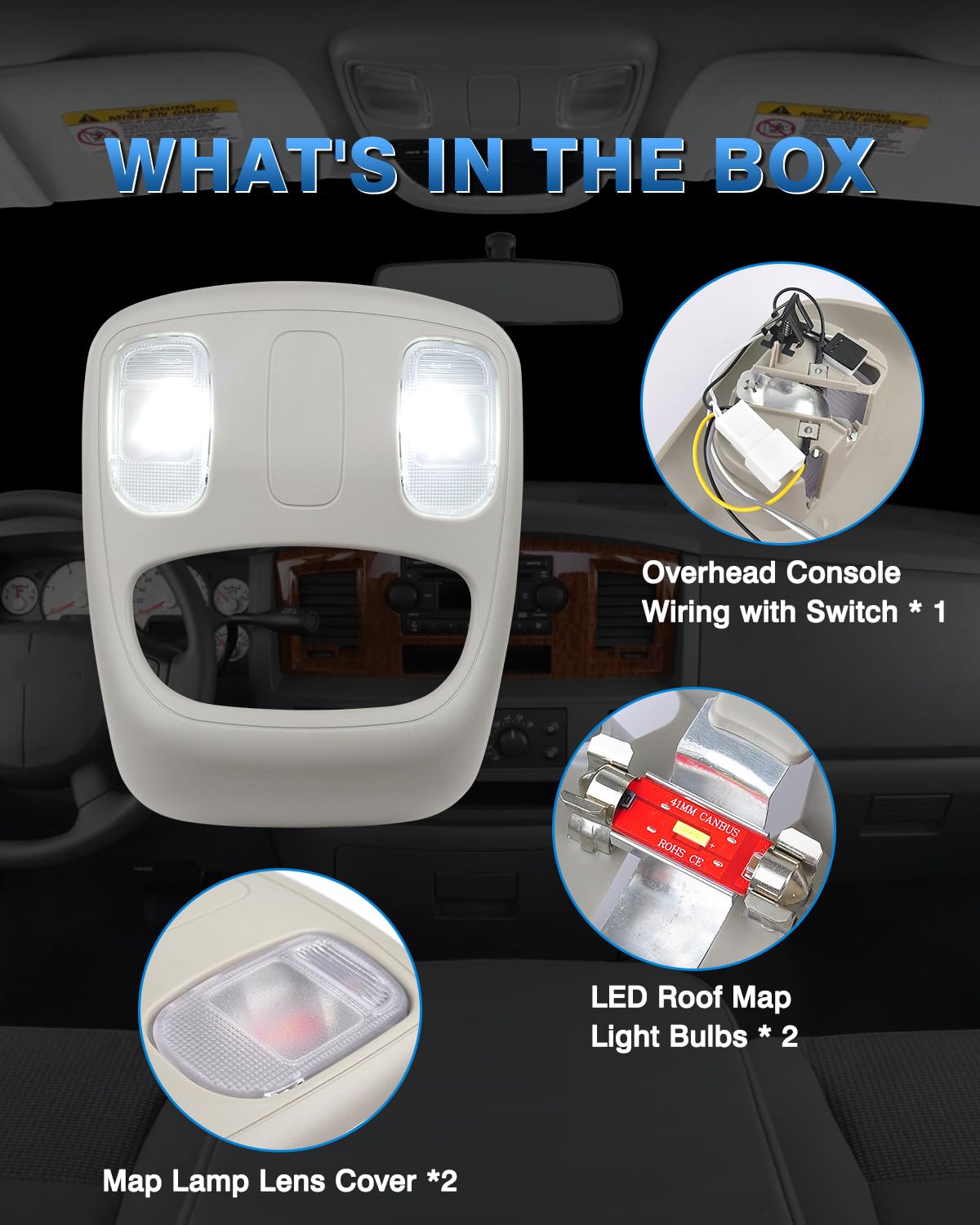 TOP-MAX lit console in dash creating clear reading light and ambience